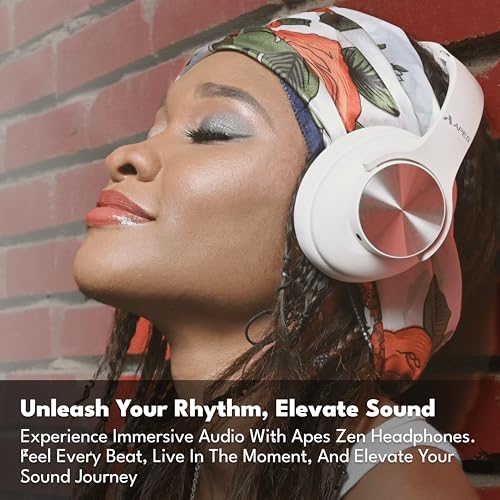 Image of APES Zen Wireless Headphone, 40 mm Dynamic Drivers, 20 Hrs Playtime, V5.4 Bluetooth Headphone, Soft Padded Earcups (White)