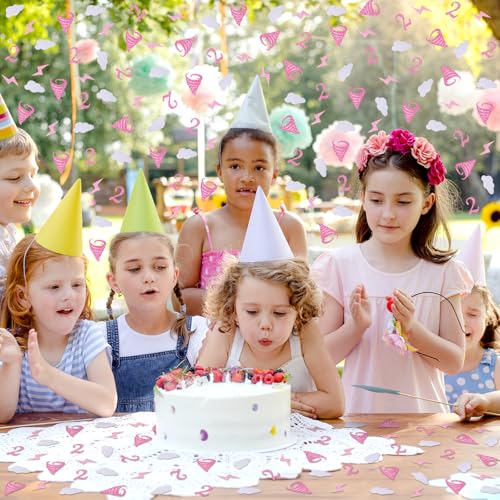 Image of Whaline 300 Pcs Pink Two Nado Table Confetti 2nd Birthday Party Confetti White Cloud Tornado Lightning Number 2 Table Centerpieces for 2 Years Old Birthday Supplies
