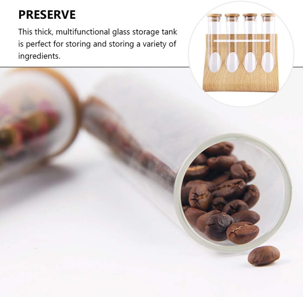 YARNOW Wood and Silicone Storage Rack, Test Tube Style, Food Service Establishments Kitchen Storage for Spices, Coffee, Tea, Biscuits, 19.80X6.00X20.80cm