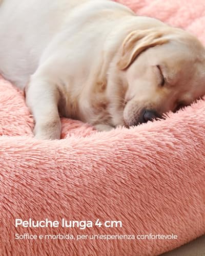 Feandrea Cuccia Cane Interno, Cuccia per Cani, Lettino per Animali Domestici a Ciambella, Cuscino Sfoderabile e Lavabile, Tappeto di Peluche, Diametro 120 cm, Rosa PGW043R01 - Immagine 2