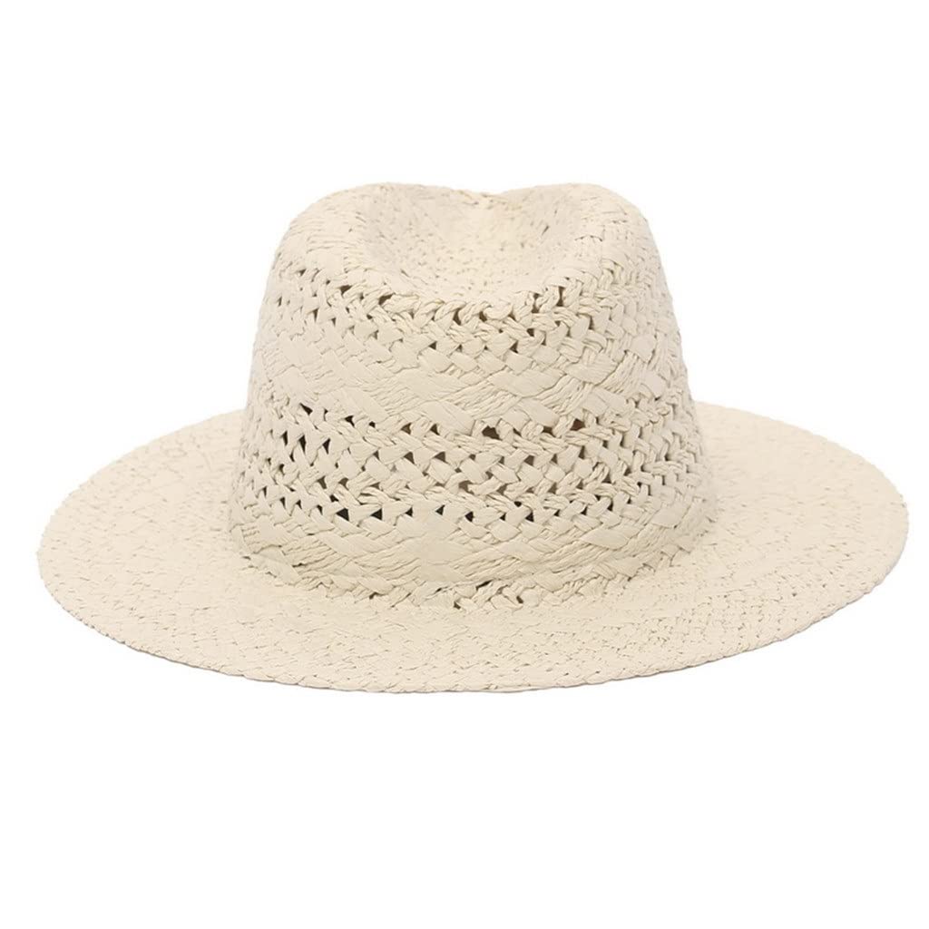 ACiyD Chapeaux de Soleil décontractés d'été pour Femmes Jazz Hat Hommes Beach Straw Panama Hat Hollow Sun Visor Caps (Color : D, Size : 56-58CM) (C 6 7/8)