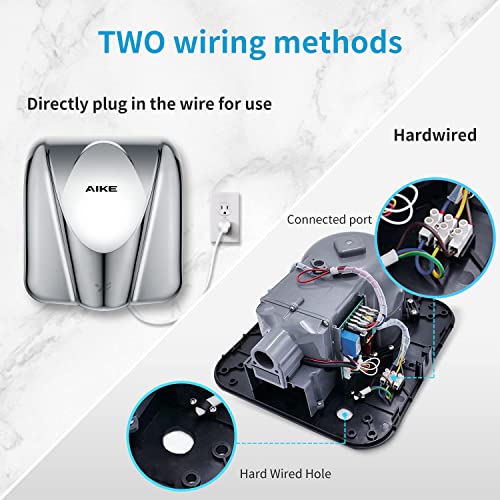AIKE Commercial Hand Dryer and Automatic Soap Dispenser Combination, Model AK2812 & AK1206 Polished