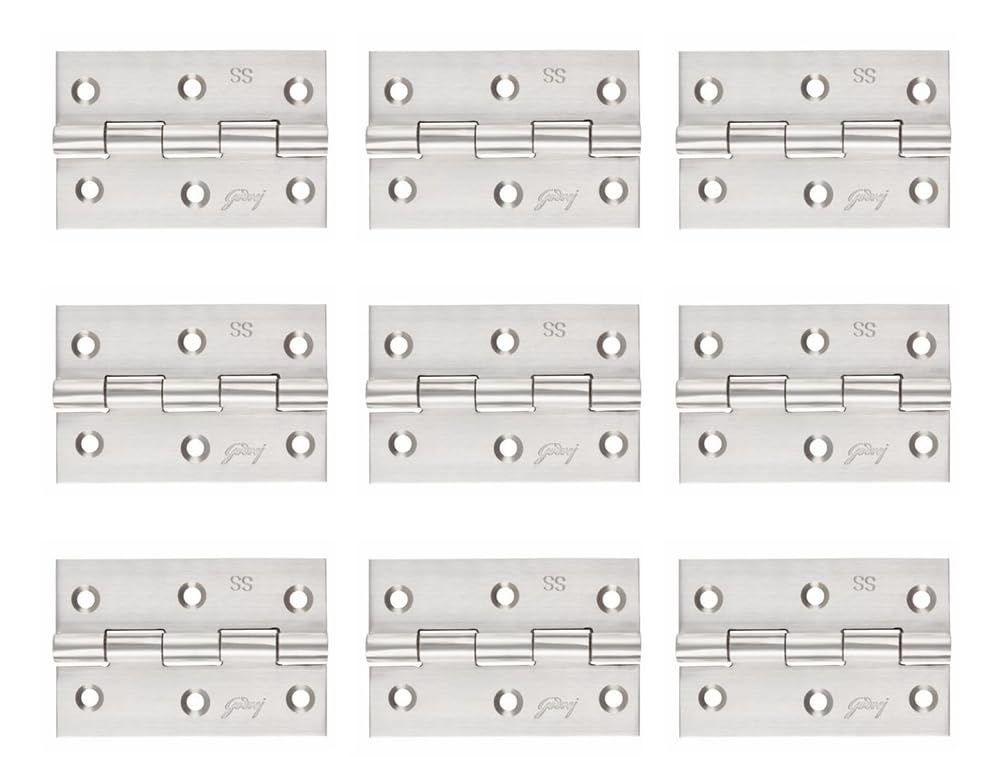 Godrej Door Fitting | Hinge for Doors & Windows | Thickness Upto 1.6 mm | Premium Look | Satin Finish I Set of 9 (B0CTTV3889) Amazon Price History, Amazon Price Tracker