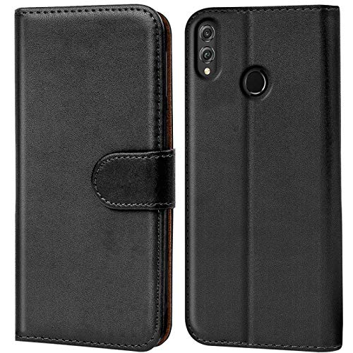 Verco Wallet Case for Honor 8X Book Cover with Magnetic Closure compatible with Honor 8X Flip Case with Card Slots Faux Leather - Black