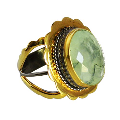 Bague préhnite ovale en argent 925, l'accessoire idéal pour vos tenues d'été