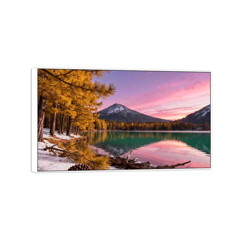 Landscape Canvas Prints Mountain Lake 10. Home Decor 40x70cm White Frame