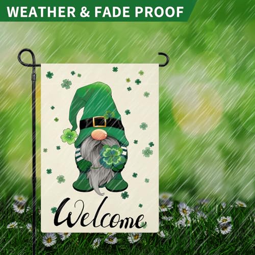 Faxlevy STPD-01G St Patricks Day Garden Flag Double Sided, Green Gnome Shamrocks Clover St.Patrick’S Day Garden Flag Yard Flag For Holiday Outdoor Decoration 12X18 Inch thumb #5