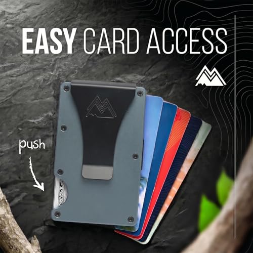Image of Mountain Voyage Co Minimalist Wallet for Men & Women - Slim RFID Wallet, Scratch Resistant, Credit Card Holder & Money Clip, Easily Removable Money & Cards, (Matte Grey)