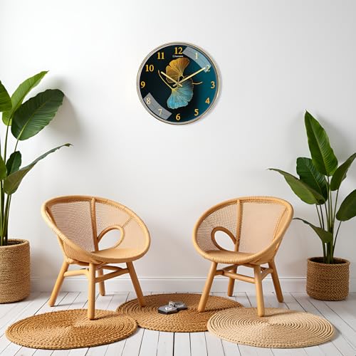 Image of Auromin Wall Clock for Hall | Silent Wall Clock for Living Room Stylish Modern | Premium Fancy Unique Wall Watch for Bedroom, Office (Gold-Leaf)