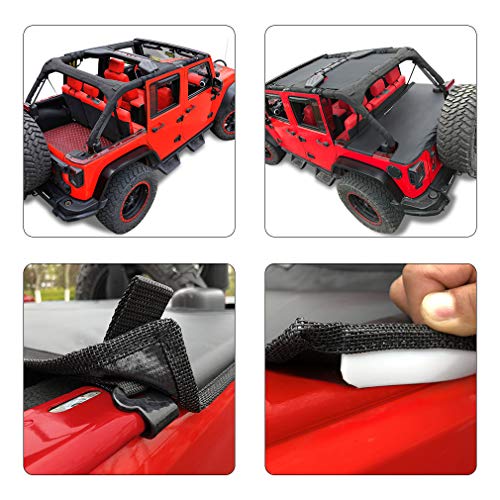 Image of Tonneau Cover for Jeep Wrangler Back Trunk Cargo Cover JK 4-Door, Black