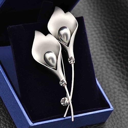 Image of Crystal Pearl Flower Brooches Pins Fashion Beautiful Created Rhinestone Floral Brooch Good Idea for Party Dance Wedding Banquet for Elegant Women Girl