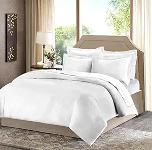 Bombay Dyeing Flora Plain Bleached Two Cotton Single Bedsheets with 2 Pillow Covers , 120 Thread Count - White