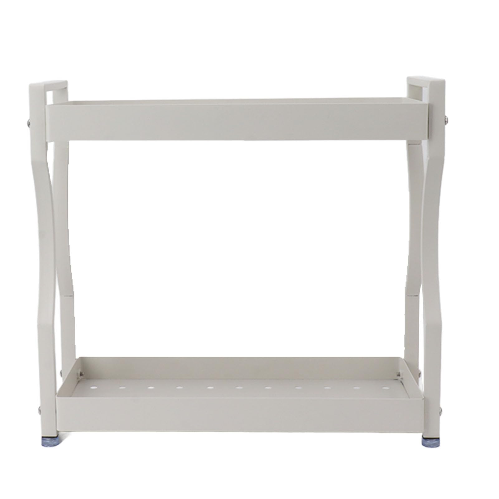 Stojak do przechowywania kawy w barze |2-poziomowy organizer nablatowy ze stali nierdzewnej z uchwytami |Półka szafki do kuchni/łazienki/biura |Biały (40cm / 15.7in)