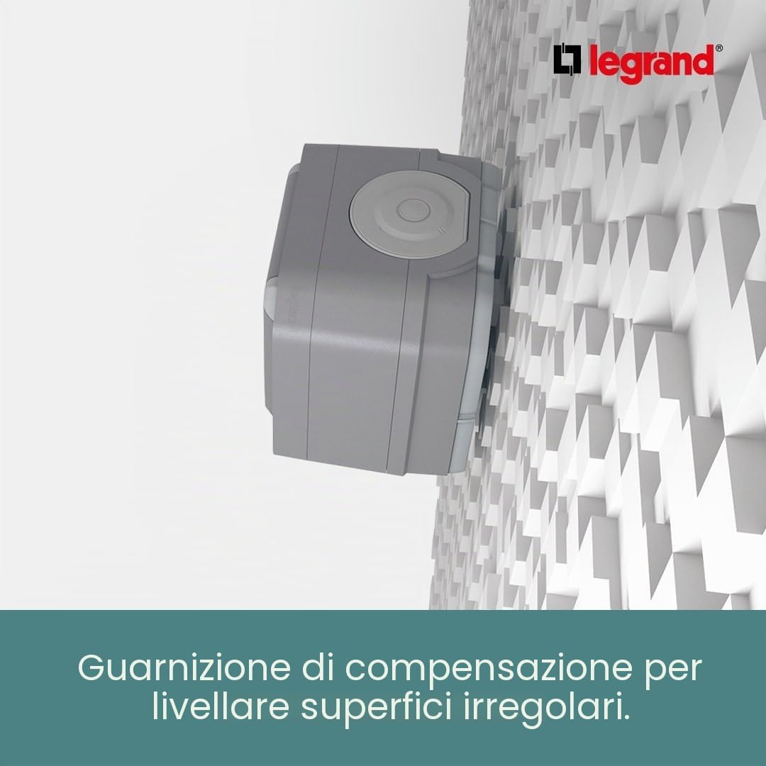 Legrand, Plexo New Einsatz, Presa per ambienti umidi ad incasso, EV-Carica per veicoli elettrici, 230 V, 16 A, IP55, connessioni automatiche, standard Schuko, coperchio a ribalta integrato con