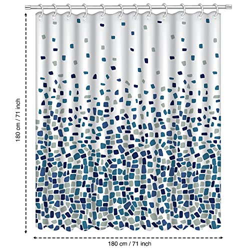 ANSIO Shower Curtain for Bathroom - Mould and Mildew Resistant - Mosaic Blue, 180 x 180 cm (71 x 71 Inch) | Water Repellent Fabric | 100% Polyester - Cosy Home Interiors ANSIO Shower Curtain for Bathroom - Mould and Mildew Resistant - Mosaic Blue, 180 x 180 cm (71 x 71 Inch) | Water Repellent Fabric | 100% Polyester - Image 7