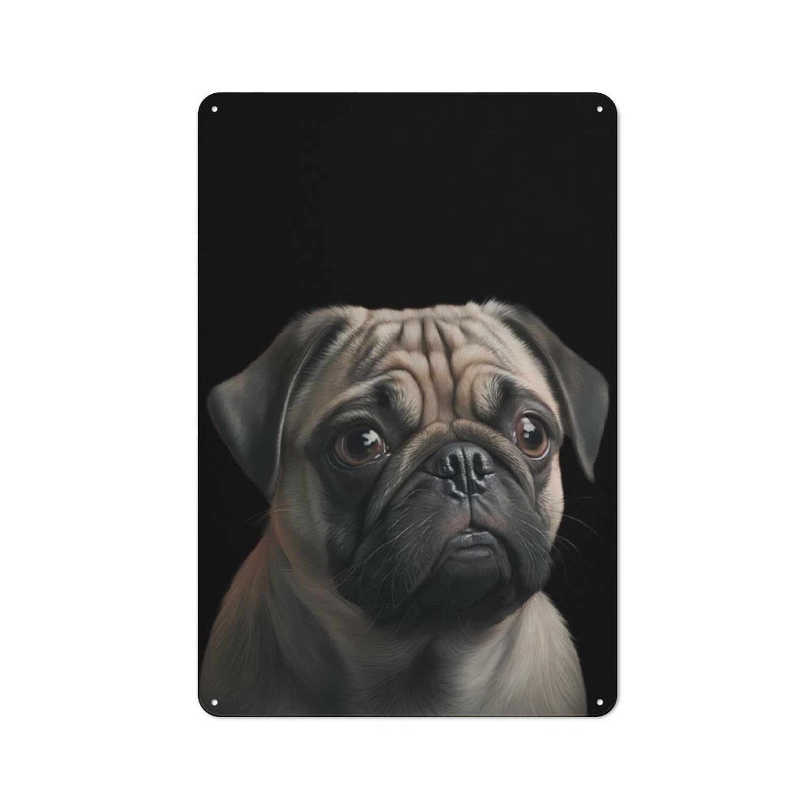 Junmoney Pug Dog Animals Classic Metal Gift Sign 30X20cm, Small Space Decor For Home, Shop, Pub Or Studio Wall