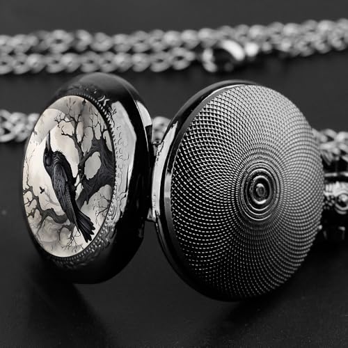 Tiong Pocket Watch Black Vintage Steampunk Quartz Pocket Watch Costume Men Women Necklace Jewelry Gifts - Image 5
