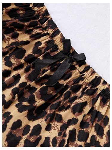 WDIRARA Women's 3 Piece Leopard Pajama Set Short Sleeve Button Down Shorts Pants Pjs Sleepwear4