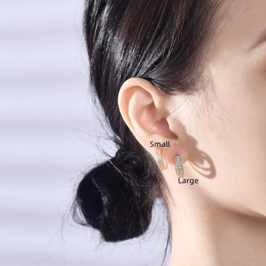 Kainier CZ Hoop Earrings with Cushion Cut Cubic Zirconia 14K White Gold Plated Ear Cuff Huggie Earrings Wonderful Gift Choice for Girls Women and Men…4