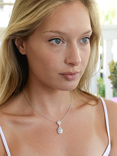 Mariell Cubic Zirconia Crystal Teardrop Bridal Wedding Pendant Necklace, Jewelry for Brides, Bridesmaids4