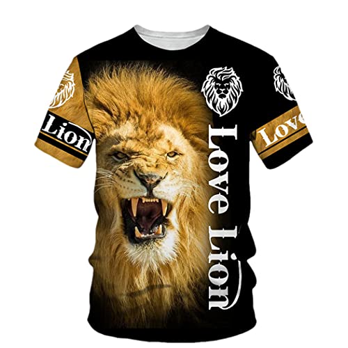 T-shirt lion 3D grande taille XXL ample et léger pour ne pas transpirer