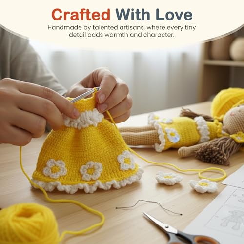 Image of Happy Threads Handmade Crochet Doll - Sunshine | Amigurumi Toys for Girls & Boys | Soft Doll for Kids | Ideal Crochet Soft Toys for Gifting & Nursery Decor, Eco-Friendly, BIS Certified (100% Cotton)