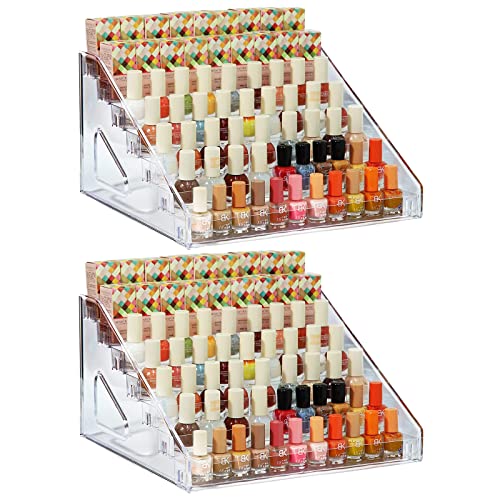 Rangement Vernis à Ongles 84 Bouteilles de Peinture 7 Niveaux Support Acrylique pour Lunettes de Soleil Support pour Huiles Essentielles Assemblage Sans Outil Nécessaire (2 Pack)