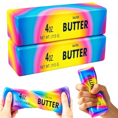 2-Pack Butter Squishy Stress Toy,2026 New Soft Novelty Toy,Realistic Butter Stick Fidget, Slow Rising Soft Squeeze Toy for Adults Stress Relief & Anxiety Relief (2PCS Butter Dazzling Colors) - image 1
