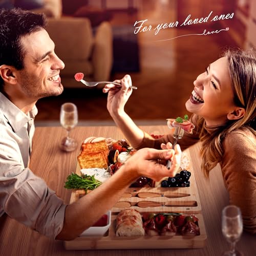 Easoger Large Bamboo Charcuterie Board Set with Code LV88KEU7