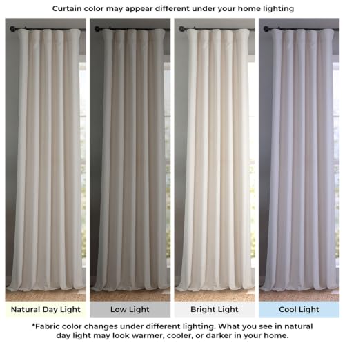 Image of Faux Linen Curtains for Living Room (1 Panel) - 50W X 96L, Birch Taupe