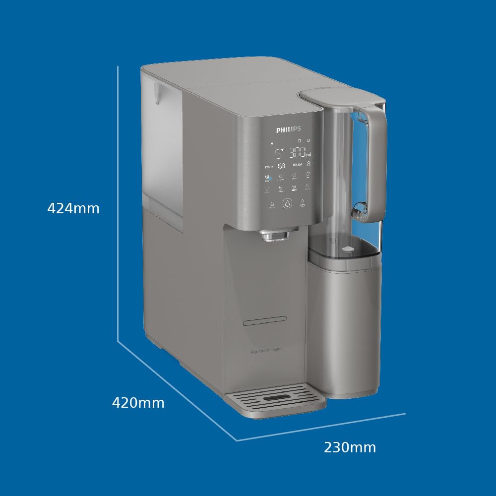 Philips Water 7500 Umkehrosmose-Wasserspender: heißes & gekühltes Wasser in Sekunden, 6-in-1-RO-Filter mit essenziellen Mineralien, >110 Schadstoffe reduziert, 3:1 Rein-/Abwasser, UV-C Schutz, 2000 L