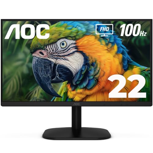 AOC 22B2HM2 22″ Full HD (1920 x 1080) 100Hz LED Monitor, Adaptive Sync, VGA x1, HDMI x1, Flicker-Free, Low Blue Light, HDR Ready, VESA, Tilt Adjust, Earphone Out, Eco-Friendly