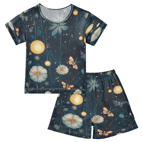 senya Short Sleeve Pajamas Sets Summer Cotton Sleepwear Flower Butterfly