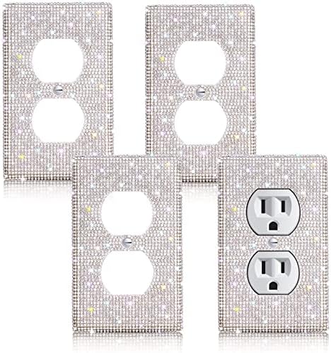 4 Pcs Shiny Rhinestones Wall Plate Light Switch Cover Outlet Covers Wall Plate Cover Light Switch Cover Dec…