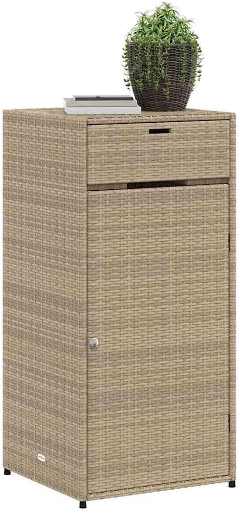 Garden Storage Cabinet Beige PE Rattan Large Outdoor Furniture Storage Boxes