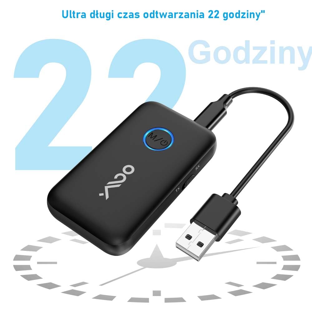 YMOO Bluetooth 5.3 Transmitter Receiver for TV/Airplane, Supports 2 Headphones/Speaker with aptX Adaptive & Low Latency, 3.5mm Jack Aux HiFi Stereo Wireless Audio Adapter for Flight, Travel, Planes