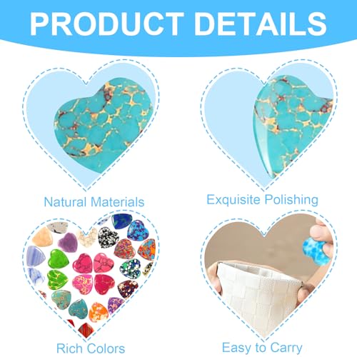 34 Stück Kristalle Edelsteine Herz Stein Set, Liebesherz Natürliche Bunte Steine Heilsteine, Bunte Glückssteine Herzförmige Edelsteine für Kunsthandwerk Dekoration Geschenke