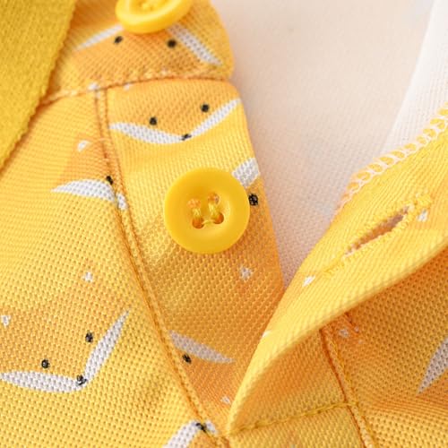 Kids Boys Polo Shirt Breathable Short Sleeve Classic Polos Toddler Tropical Floral Graphic Shirt (Yellow-4, 3-4 Years)4
