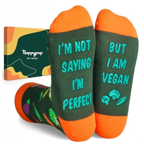 HAPPYPOP Funny Vegan Gifts Ideas - Vegetarian Gifts Women Men Vegan Socks Vegetable Socks for Her