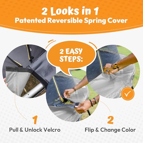 Image of JUMPZYLLA Trampoline Outdoor 8FT 10FT 12FT 14FT 15FT 16FT with Enclosure and Ladder, ASTM Approved Recreational Trampoline for Kids and Adults, Anti-Rust Coated Frame