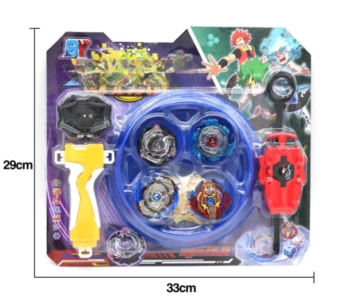 Image of Kidoyz Battle Gyro Spinning Top Battle Set for Kids | High Speed Fighting Tops with Arena & Launchers | Gyro Style Combat Gyroscope Toy | Gift for Boys & Girls Ages 8+ (Battle Brust)
