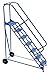 Vestil LAD-RAF-7-P-EZ Roll-A-Fold Ladder, 50 Degree, Perforated, 7 Step, Blue