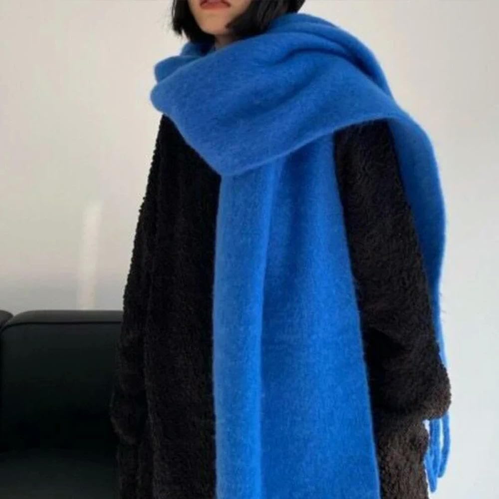 Winterschal Frauen Luxus Herbst Winter Kaschmirschal verdickte warme Schal Klassische Quasten Flauschiger Schal Vollfarbener weicher Schal, Rosa