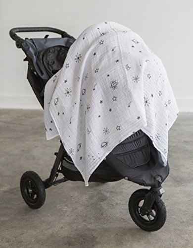 Image of Amazing Baby Muslin Swaddle Blankets for Baby, Newborn Receiving Blanket, 100% Cotton Swaddle Wrap, XLarge, 46 x 46 inches, Milestone Blankets, Set of 3, Love You to The Moon, Soft Black