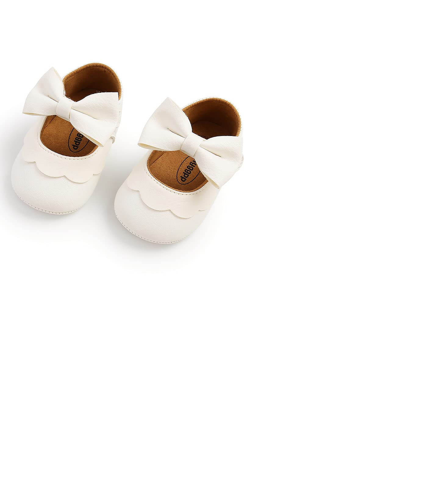 Baby Girls Flat First Walker Bowknot Solid Soft Sole Newborn Girls Princess (White, 0-6 Months)