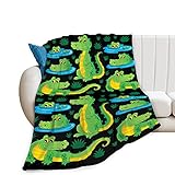 Alligator Crocodile Soft Throw Blanket All Season Microplush Thick Warm Blankets Tufted Fuzzy Flannel Throws Blanket for Bed Sofa Couch 50'x40'