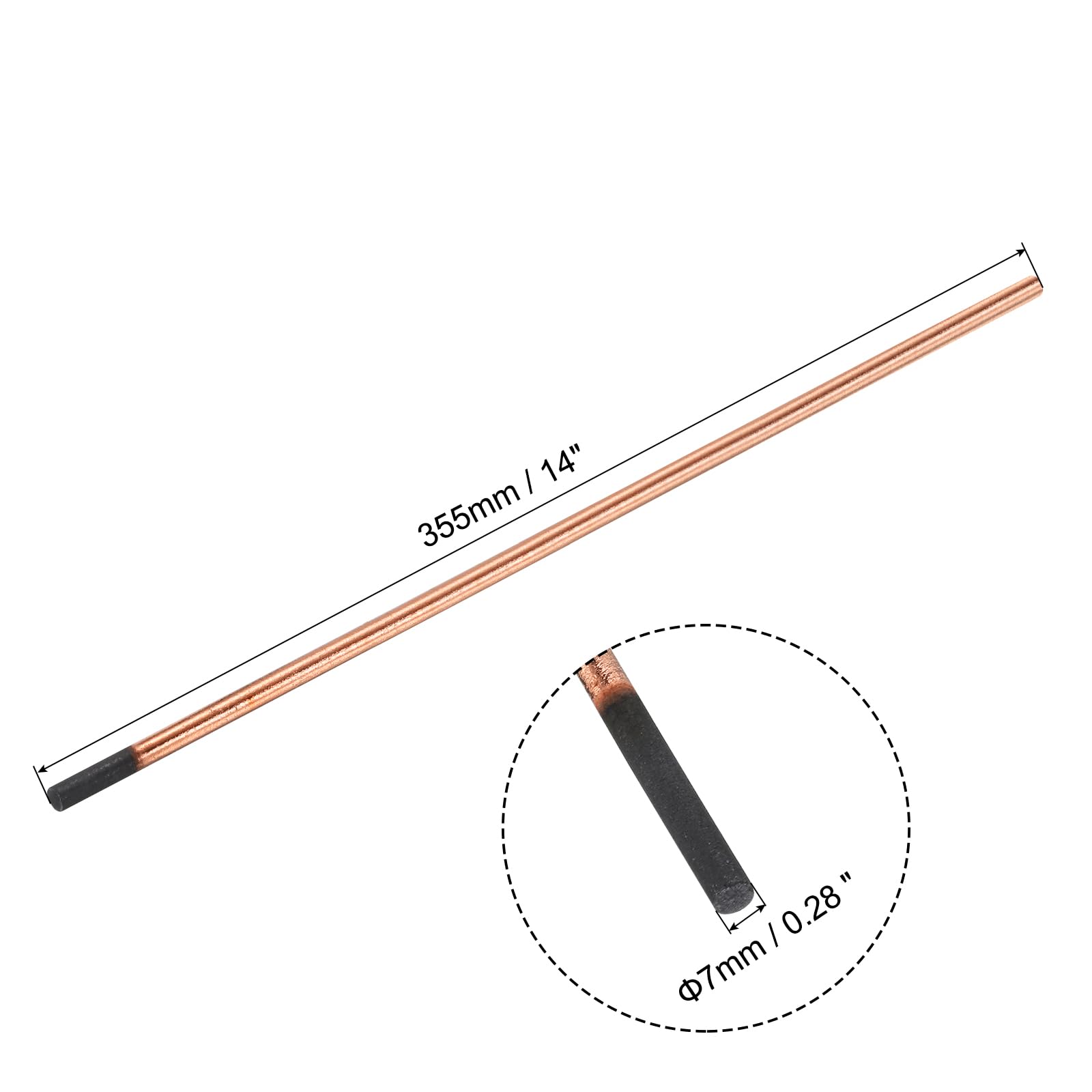PATIKIL 10pcs 7mmx355mm(0.28"x14") Carbon Arc Air Gouging Rods Copper Graphite Coated Gouging Electrode Rods for Welding - Image 2