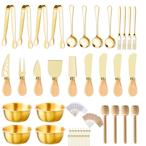 49Pcs Gold Charcuterie Boards Accessories Mini Charcuterie Utensils Cheese Butter Spreader Knives...