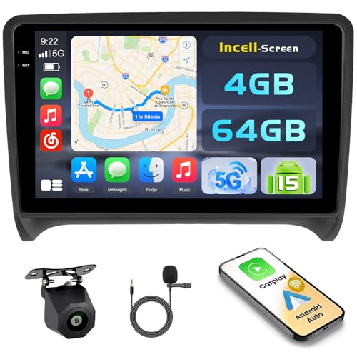Hikity Android 15 4+64GB Autoradio Carplay pour Audi TT Mk2 2006-2014 Aves 9