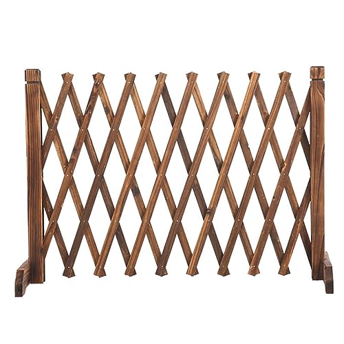 Ausziehbare Zaunpaneele aus Massivholz, freistehend, temporäres Gartentor für Hof und Terrasse, 4 verstellbare Höhen, braune Oberfläche, 98 cm Größe